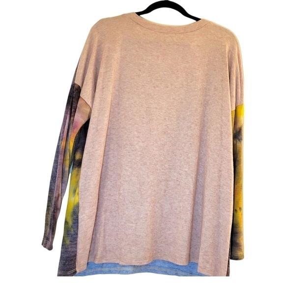 Two Tone Tie Dye Ashley Knit Lightweight Color Block Sweater - Picture 11 of 13